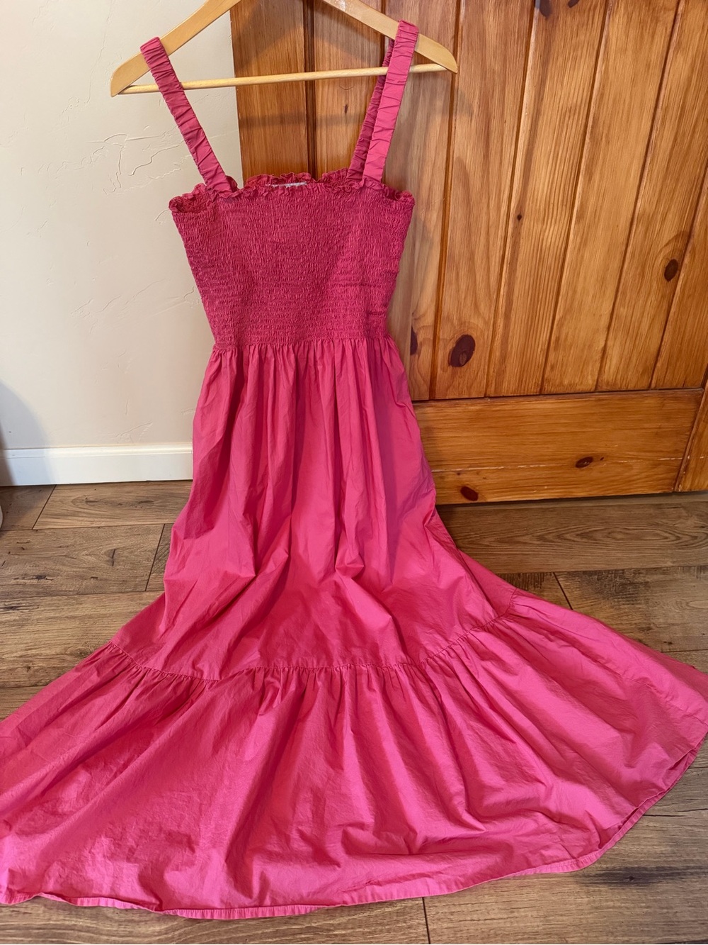 Hill House Home The Ellie Smocked Tiered Nap Dress - Bright Pink size XL